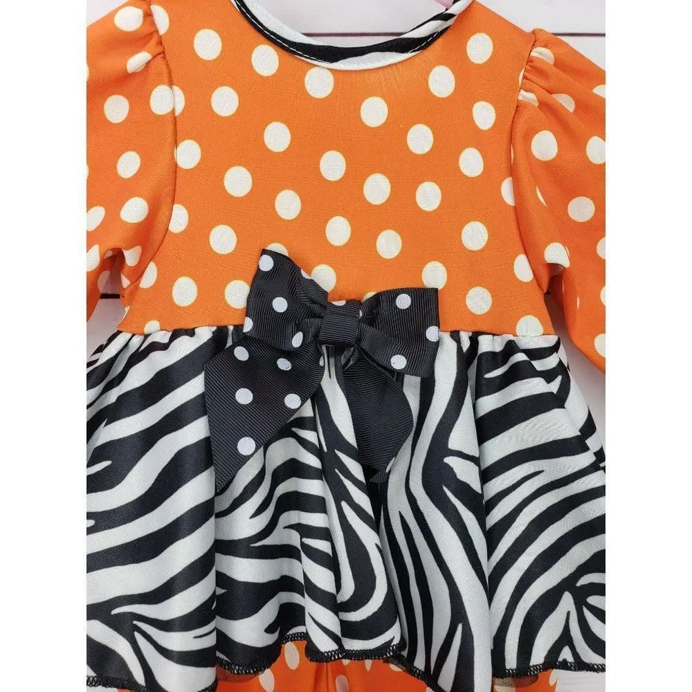 Laura Dare Orange Blue Dots Animal‎ Print Girls 6 Months Boutique One Piece